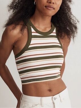 Madewell Variegated Rib Crop Tank in Stripe Loren